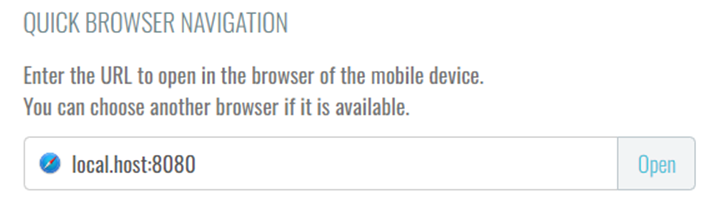 Use local.host to open the Localhost on a Mobitru device