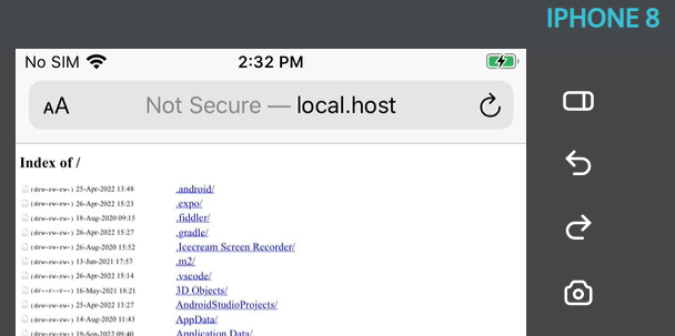 Localhost on a Mobitru device