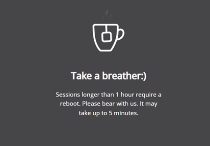 Take a breather modal while a device is preparing for the further work