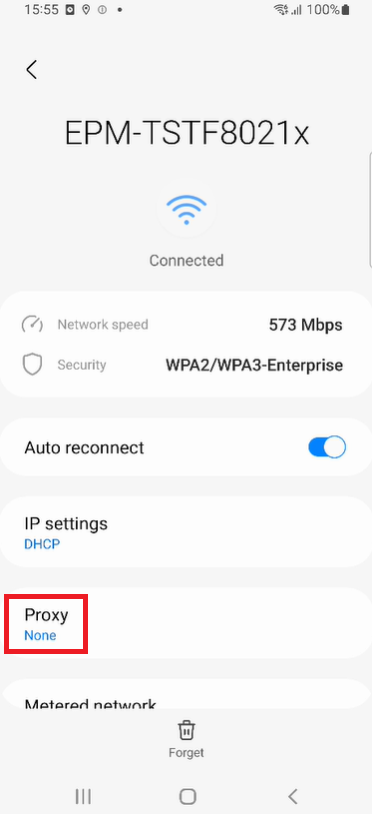 Proxy settings
