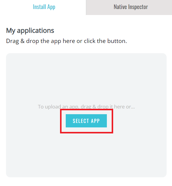 Select app button in the empty state