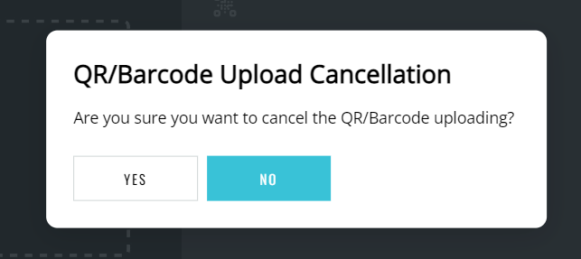 Modal to cancel QR/Barcode uploading