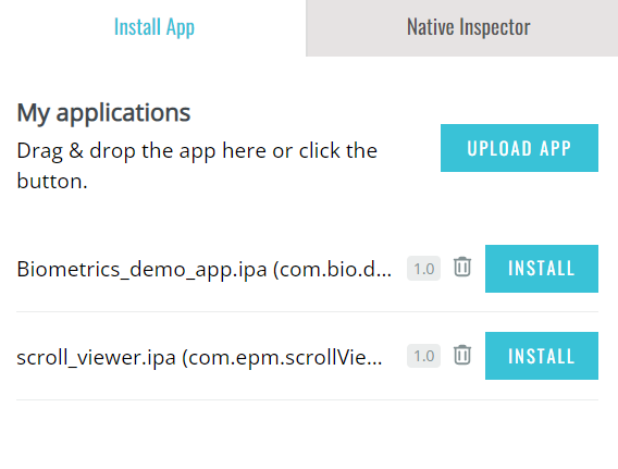 Install App tab with applications