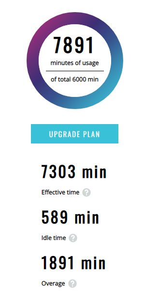 Statistics breakdown: effective time, idle time, overage