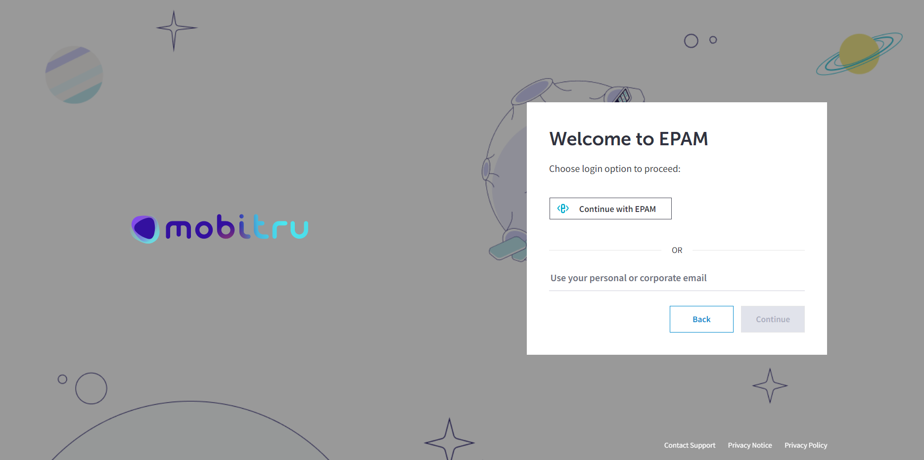 Login page on Mobitru