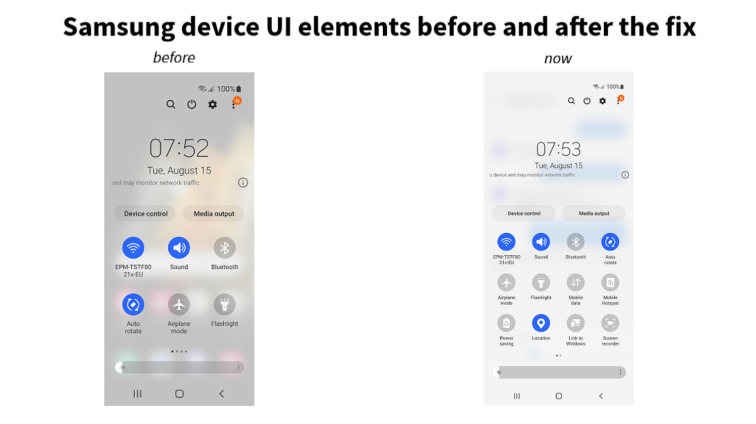 Resolution and Screen zoom fix for Samsung devices