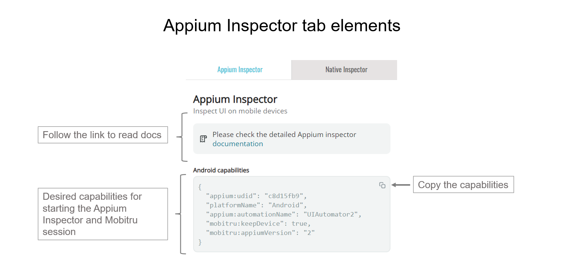 Appium Inspector tab elements
