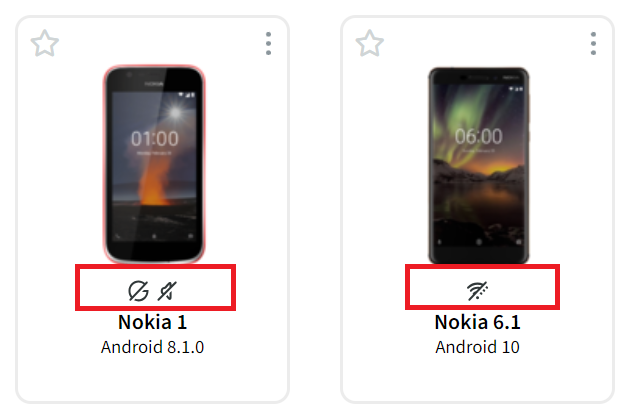 Information about features on Mobitru devices in the Card view