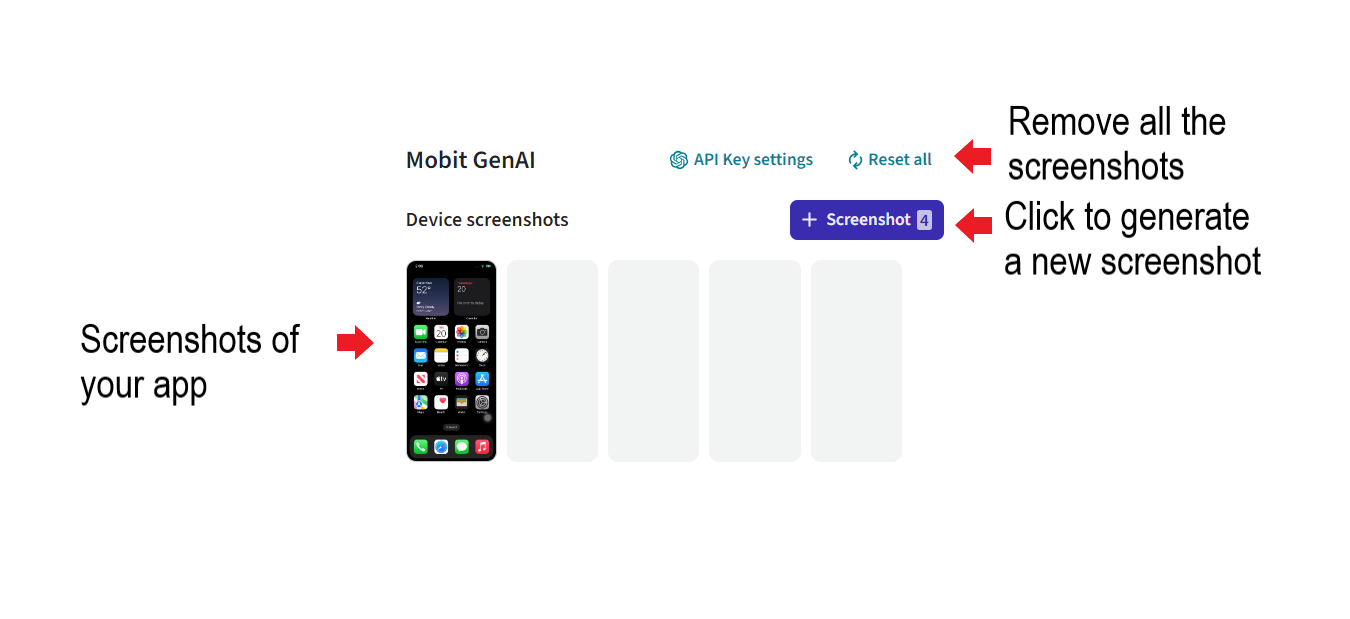 How to manage screenshots in Mobit GenAI