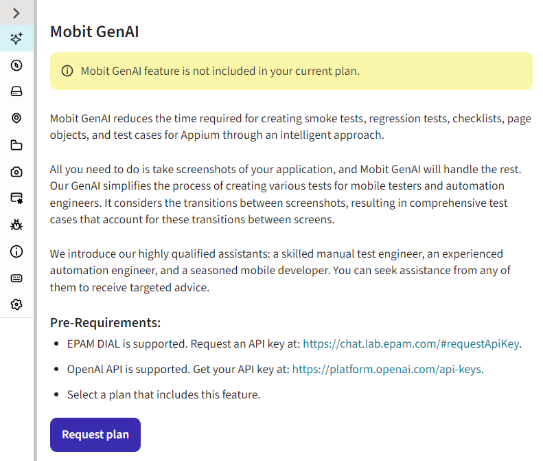 Upgrade plan to activate Mobit GenAI