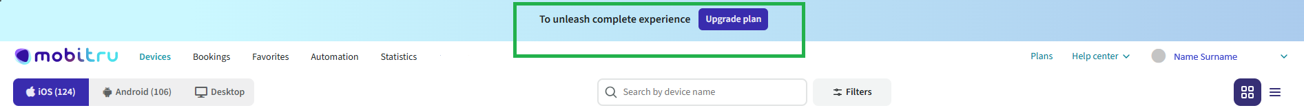 updated screen Upgrade plan stripe